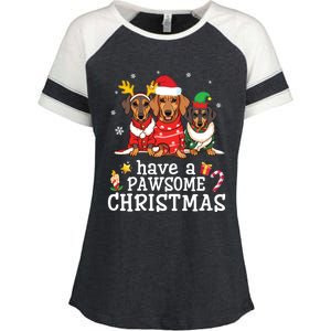 Dachshund Dogs Merry Mother Father Have A Pawsome Christmas Gift Enza Ladies Jersey Colorblock Tee