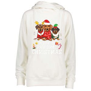 Dachshund Dogs Merry Mother Father Have A Pawsome Christmas Gift Womens Funnel Neck Pullover Hood