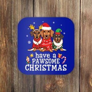 Dachshund Dogs Merry Mother Father Have A Pawsome Christmas Gift Coaster