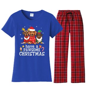 Dachshund Dogs Merry Mother Father Have A Pawsome Christmas Gift Women's Flannel Pajama Set