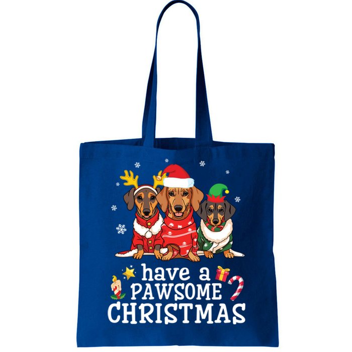 Dachshund Dogs Merry Mother Father Have A Pawsome Christmas Gift Tote Bag