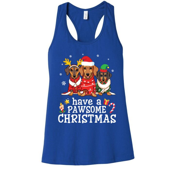 Dachshund Dogs Merry Mother Father Have A Pawsome Christmas Gift Women's Racerback Tank