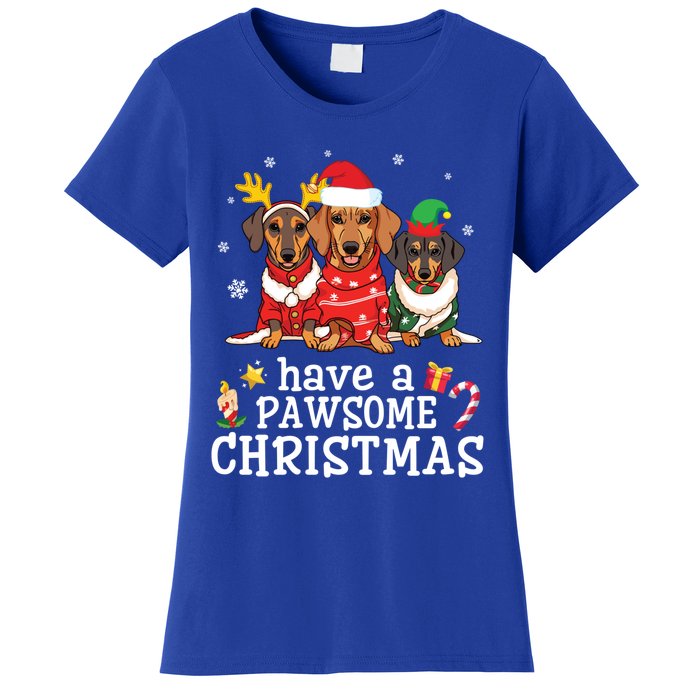 Dachshund Dogs Merry Mother Father Have A Pawsome Christmas Gift Women's T-Shirt