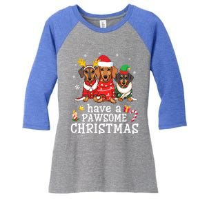 Dachshund Dogs Merry Mother Father Have A Pawsome Christmas Gift Women's Tri-Blend 3/4-Sleeve Raglan Shirt