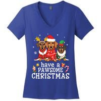 Dachshund Dogs Merry Mother Father Have A Pawsome Christmas Gift Women's V-Neck T-Shirt