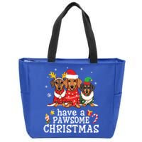 Dachshund Dogs Merry Mother Father Have A Pawsome Christmas Gift Zip Tote Bag