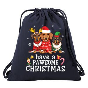 Dachshund Dogs Merry Mother Father Have A Pawsome Christmas Gift Drawstring Bag