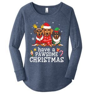 Dachshund Dogs Merry Mother Father Have A Pawsome Christmas Gift Women's Perfect Tri Tunic Long Sleeve Shirt