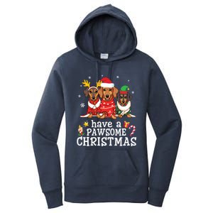 Dachshund Dogs Merry Mother Father Have A Pawsome Christmas Gift Women's Pullover Hoodie