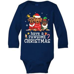 Dachshund Dogs Merry Mother Father Have A Pawsome Christmas Gift Baby Long Sleeve Bodysuit