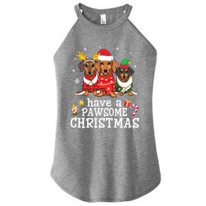 Dachshund Dogs Merry Mother Father Have A Pawsome Christmas Gift Women's Perfect Tri Rocker Tank