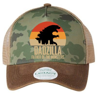 Dinosaur Dad Monsters FatherS Day Dadzilla Dino Sunset Legacy Tie Dye Trucker Hat