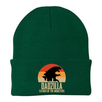 Dinosaur Dad Monsters FatherS Day Dadzilla Dino Sunset Knit Cap Winter Beanie