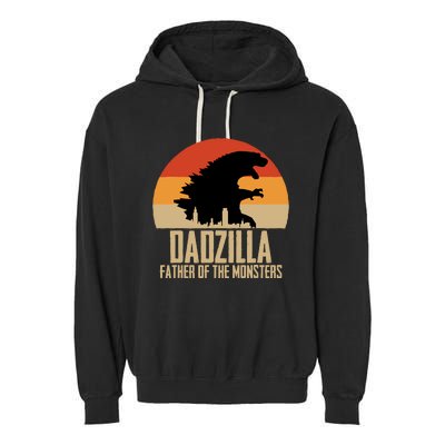 Dinosaur Dad Monsters FatherS Day Dadzilla Dino Sunset Garment-Dyed Fleece Hoodie