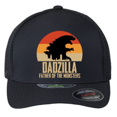 Dinosaur Dad Monsters FatherS Day Dadzilla Dino Sunset Flexfit Unipanel Trucker Cap