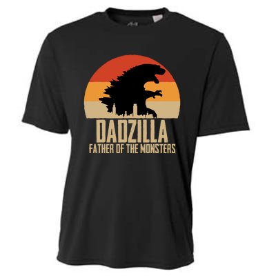 Dinosaur Dad Monsters FatherS Day Dadzilla Dino Sunset Cooling Performance Crew T-Shirt