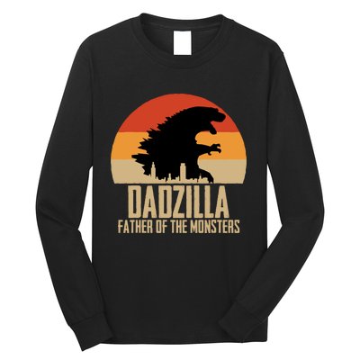 Dinosaur Dad Monsters FatherS Day Dadzilla Dino Sunset Long Sleeve Shirt