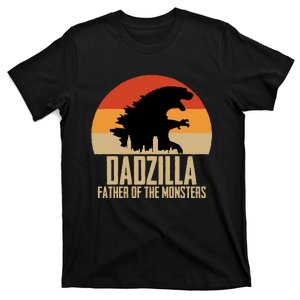 Dinosaur Dad Monsters FatherS Day Dadzilla Dino Sunset T-Shirt