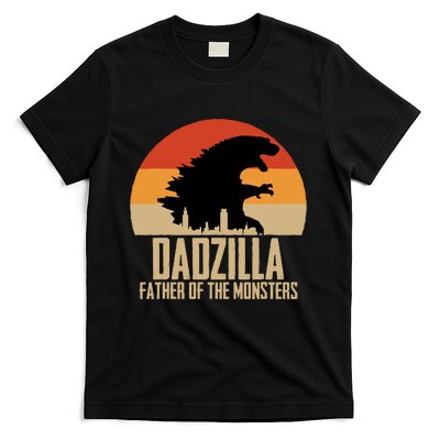 Dinosaur Dad Monsters FatherS Day Dadzilla Dino Sunset T-Shirt