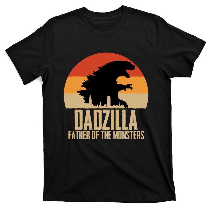 Dinosaur Dad Monsters FatherS Day Dadzilla Dino Sunset T-Shirt