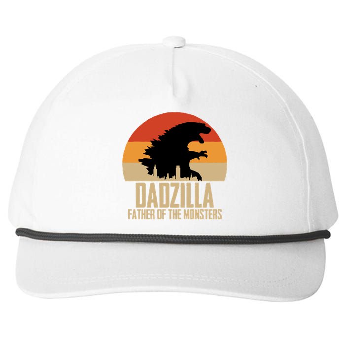 Dinosaur Dad Monsters FatherS Day Dadzilla Dino Sunset Snapback Five-Panel Rope Hat