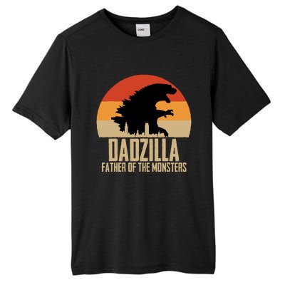 Dinosaur Dad Monsters FatherS Day Dadzilla Dino Sunset Tall Fusion ChromaSoft Performance T-Shirt