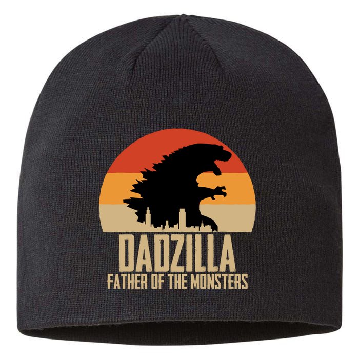 Dinosaur Dad Monsters FatherS Day Dadzilla Dino Sunset Sustainable Beanie