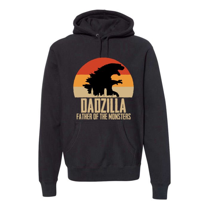 Dinosaur Dad Monsters FatherS Day Dadzilla Dino Sunset Premium Hoodie