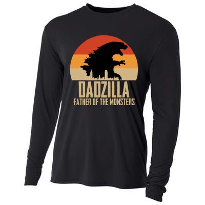 Dinosaur Dad Monsters FatherS Day Dadzilla Dino Sunset Cooling Performance Long Sleeve Crew