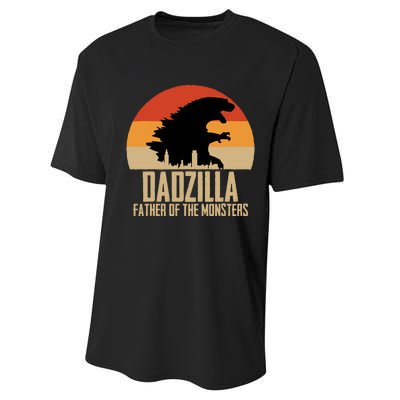 Dinosaur Dad Monsters FatherS Day Dadzilla Dino Sunset Performance Sprint T-Shirt