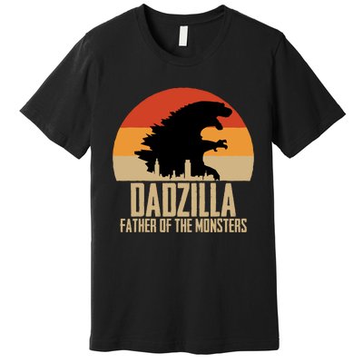 Dinosaur Dad Monsters FatherS Day Dadzilla Dino Sunset Premium T-Shirt