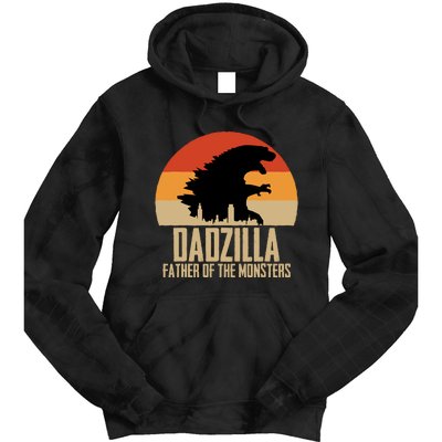 Dinosaur Dad Monsters FatherS Day Dadzilla Dino Sunset Tie Dye Hoodie