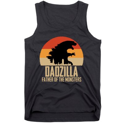 Dinosaur Dad Monsters FatherS Day Dadzilla Dino Sunset Tank Top