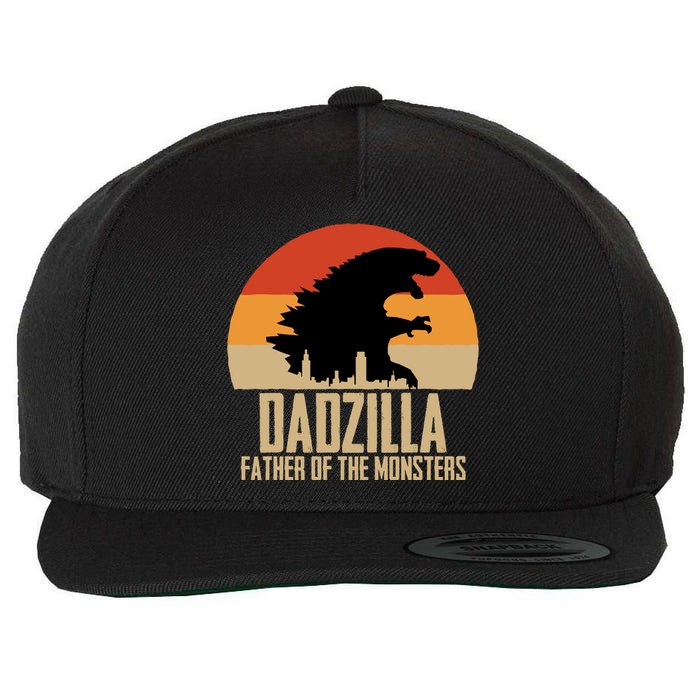 Dinosaur Dad Monsters FatherS Day Dadzilla Dino Sunset Wool Snapback Cap