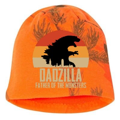 Dinosaur Dad Monsters FatherS Day Dadzilla Dino Sunset Kati - Camo Knit Beanie