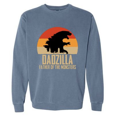 Dinosaur Dad Monsters FatherS Day Dadzilla Dino Sunset Garment-Dyed Sweatshirt