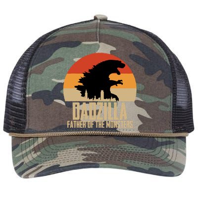 Dinosaur Dad Monsters FatherS Day Dadzilla Dino Sunset Retro Rope Trucker Hat Cap