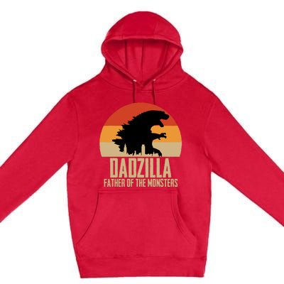 Dinosaur Dad Monsters FatherS Day Dadzilla Dino Sunset Premium Pullover Hoodie