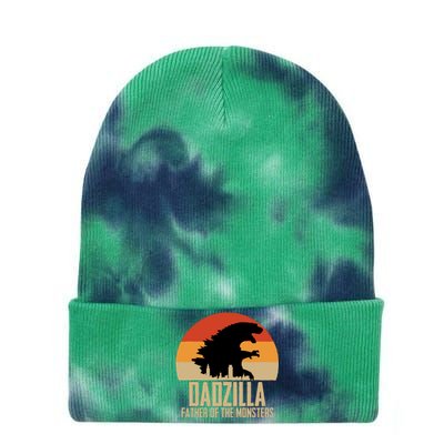 Dinosaur Dad Monsters FatherS Day Dadzilla Dino Sunset Tie Dye 12in Knit Beanie