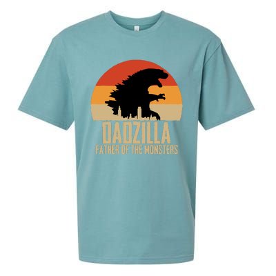 Dinosaur Dad Monsters FatherS Day Dadzilla Dino Sunset Sueded Cloud Jersey T-Shirt