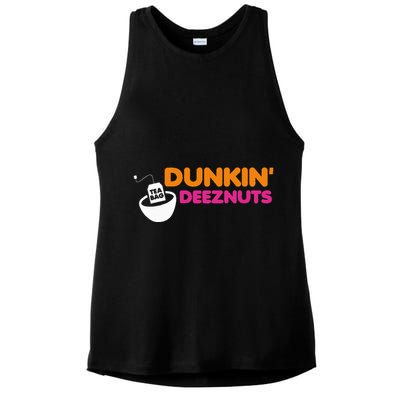 Dunkin Deez Nuts Funny Dunkin Deeznuts Tea Bag Ladies PosiCharge Tri-Blend Wicking Tank