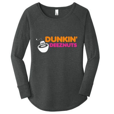 Dunkin Deez Nuts Funny Dunkin Deeznuts Tea Bag Women's Perfect Tri Tunic Long Sleeve Shirt