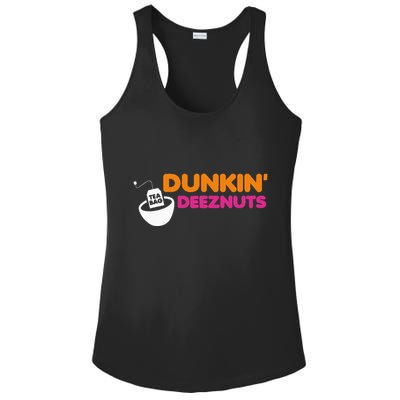 Dunkin Deez Nuts Funny Dunkin Deeznuts Tea Bag Ladies PosiCharge Competitor Racerback Tank