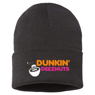 Dunkin Deez Nuts Funny Dunkin Deeznuts Tea Bag Sustainable Knit Beanie