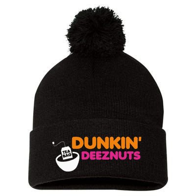 Dunkin Deez Nuts Funny Dunkin Deeznuts Tea Bag Pom Pom 12in Knit Beanie