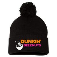 Dunkin Deez Nuts Funny Dunkin Deeznuts Tea Bag Pom Pom 12in Knit Beanie