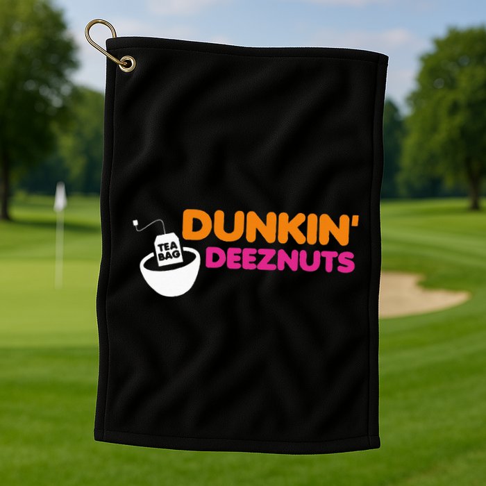 Dunkin Deez Nuts Funny Dunkin Deeznuts Tea Bag Golf Towel