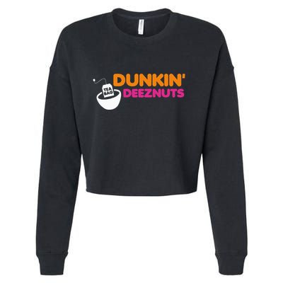 Dunkin Deez Nuts Funny Dunkin Deeznuts Tea Bag Cropped Pullover Crew