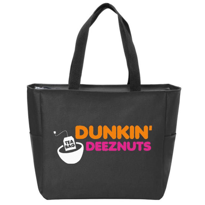 Dunkin Deez Nuts Funny Dunkin Deeznuts Tea Bag Zip Tote Bag