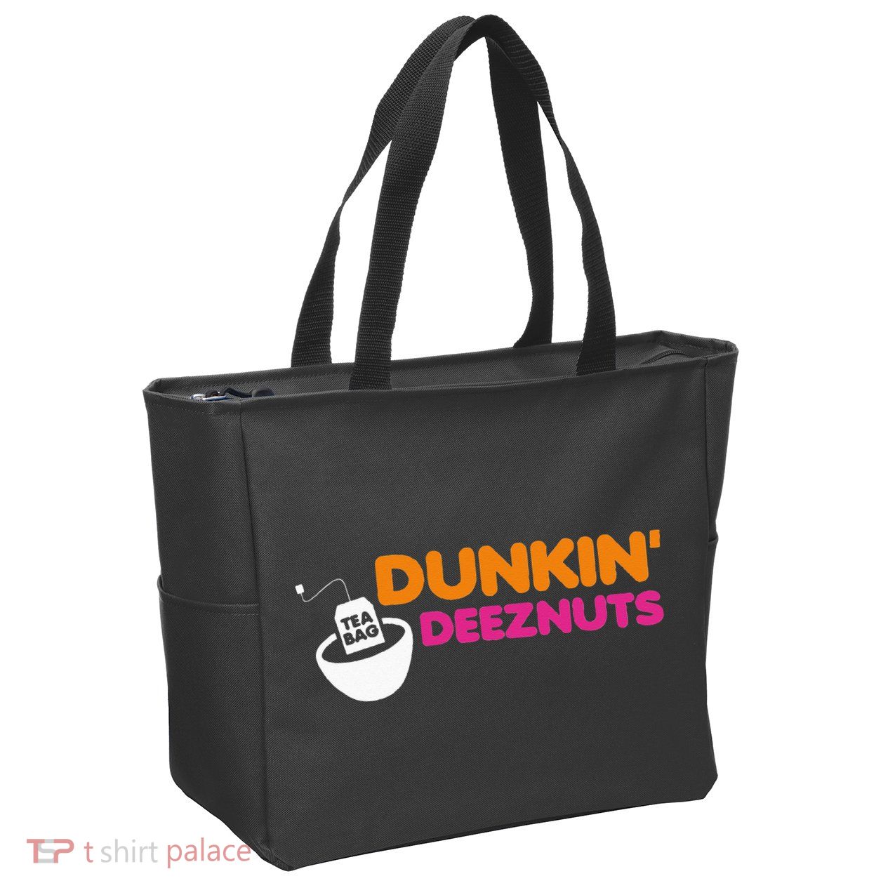 Dunkin Deez Nuts Funny Dunkin Deeznuts Tea Bag Zip Tote Bag